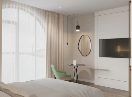 Hyatt hotellin huone.